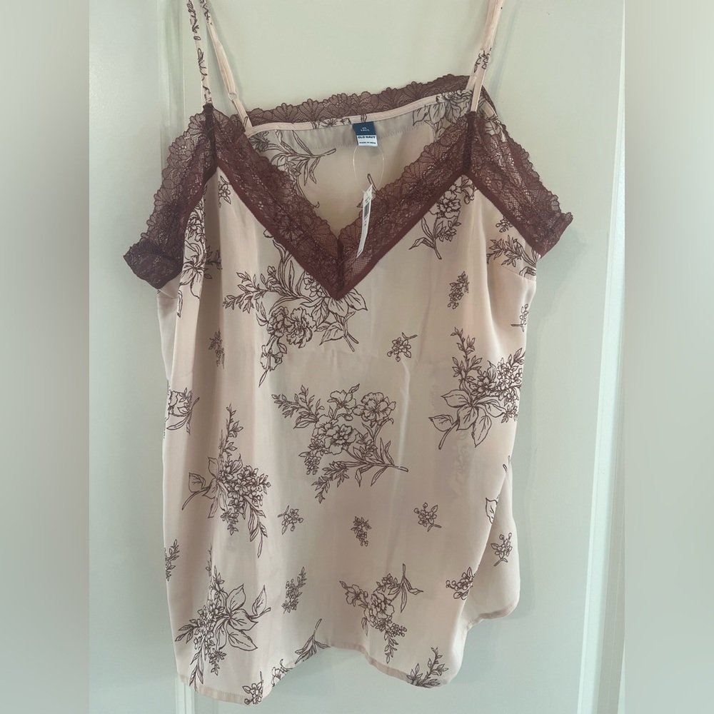 Old Navy Blush Pink Floral Lace-Trim Cami